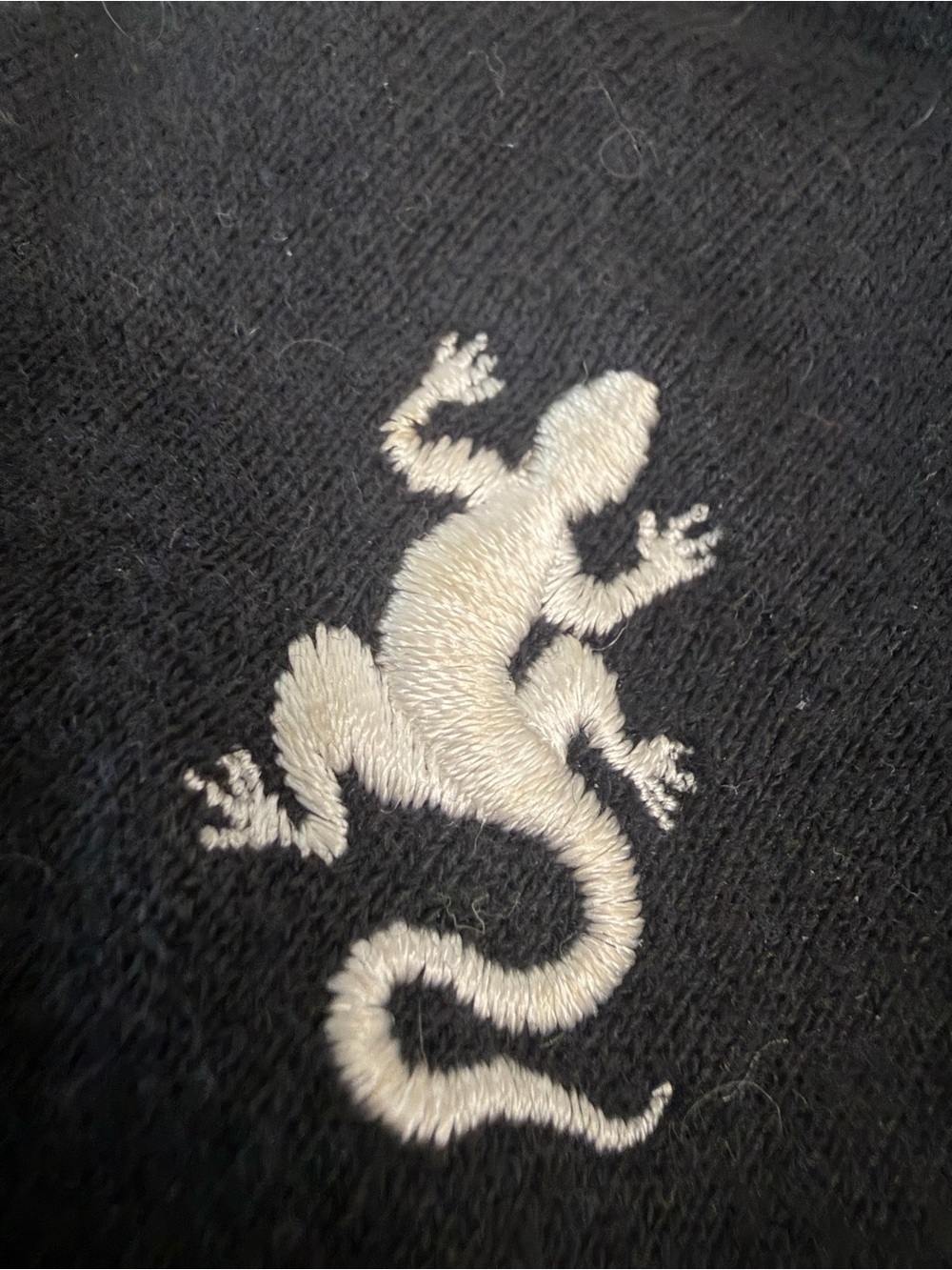 Agnes B. Black Gloves with White Lizard Embroidery - Picture 2 of 5